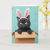 かわいい耳の面白いグリム猫のカード カード (黄色い花)