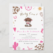かわいい聖い牛のハイランド牛の誕生日の招待 招待状 (正面)