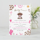 かわいい聖い牛のハイランド牛の誕生日の招待 招待状 (スタンド正面)