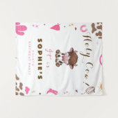 かわいい聖い牛のハイランド牛の誕生日 タペストリー (正面(横))