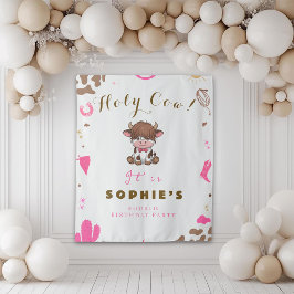 かわいい聖い牛のハイランド牛の誕生日 タペストリー