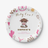 かわいい聖い牛のハイランド牛の誕生日 ペーパープレート (正面)