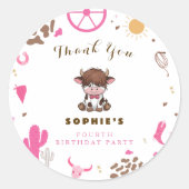 かわいい聖い牛のハイランド牛の誕生日 ラウンドシール (正面)