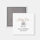 かわいい聖い牛のファーム動物の誕生日を追加の名前waterc マグネット (正面/裏面)