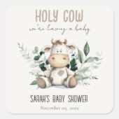 かわいい聖い牛の葉パステルニュートラルベビーシャワー スクエアシール (正面)