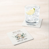 かわいい聖い牛の葉パステルニュートラルベビーシャワー スクエアペーパーコースター (インサイチュ)