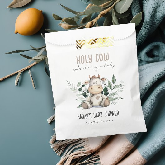 かわいい聖い牛の葉パステルニュートラルベビーシャワー フェイバーバッグ