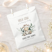 かわいい聖い牛の葉パステルニュートラルベビーシャワー フェイバーバッグ (クリップ留めされた状態)