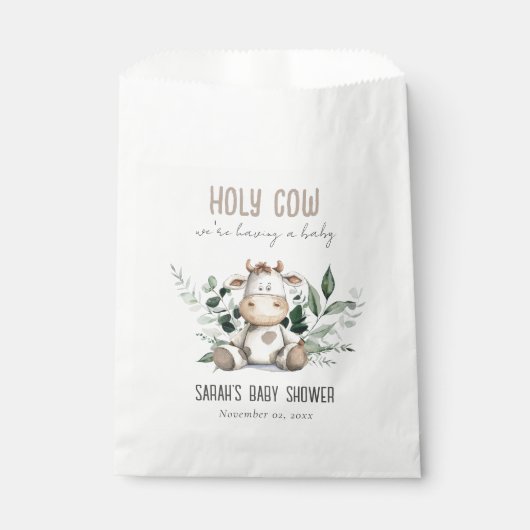 かわいい聖い牛の葉パステルニュートラルベビーシャワー フェイバーバッグ (正面)