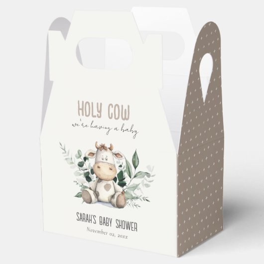 かわいい聖い牛の葉パステルニュートラルベビーシャワー フェイバーボックス (オープン)
