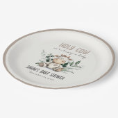 かわいい聖い牛の葉パステルニュートラルベビーシャワー ペーパープレート (アングル)