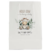 かわいい聖い牛の葉パステルニュートラルベビーシャワー ミディアムペーパーバッグ (裏面)