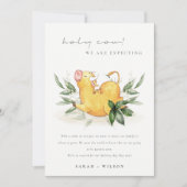 かわいい聖い牛の農場の葉の妊娠の発表 サンキューカード (正面)