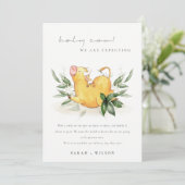 かわいい聖い牛の農場の葉の妊娠の発表 サンキューカード (スタンド正面)