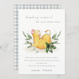 かわいい聖い牛の農場の葉の妊娠の発表 サンキューカード