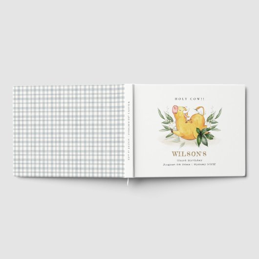 かわいい聖い牛の農場の葉キッズエイジ誕生日 ゲストブック (全面)