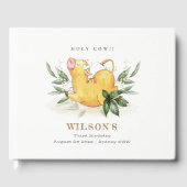 かわいい聖い牛の農場の葉キッズエイジ誕生日 ゲストブック (正面)