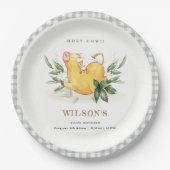 かわいい聖い牛の農場の葉キッズエイジ誕生日 ペーパープレート (正面)