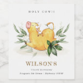 かわいい聖い牛の農場の葉キッズエイジ誕生日 ワインラベル (シングルラベル)