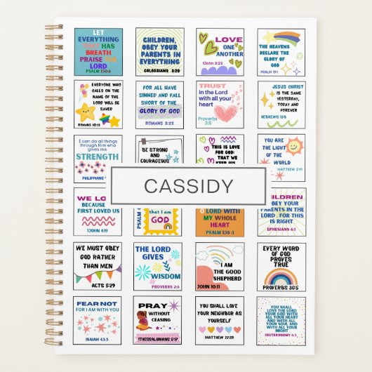 かわいい聖なる書物、 経典の子供は聖書の聖句を記憶 プランナー手帳 (正面)