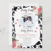 かわいい聖なる牛ちゃん、女の子が生まれたよ！ベビーシャワーパーティー 招待状 (正面)