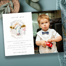 かわいい聖なる牛の牧場の子供たちの写真 あらゆる年齢の誕生日 サンキューカード