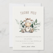 かわいい聖なる牛の葉の淡い中立的な子供の誕生日 サンキューカード (正面)