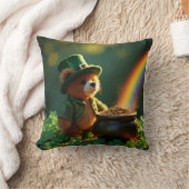 かわいい聖パトリックデーのテディベア クッション (ブランケット)