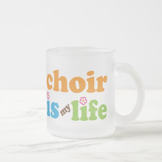 かわいい聖歌隊は私の生命レトロの花です フロストグラスマグカップ (右)