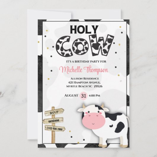 かわいい聖牛女誕生会 招待状 (正面)