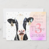 かわいい聖牛第三誕生日パタンファーム動物 招待状 (正面)