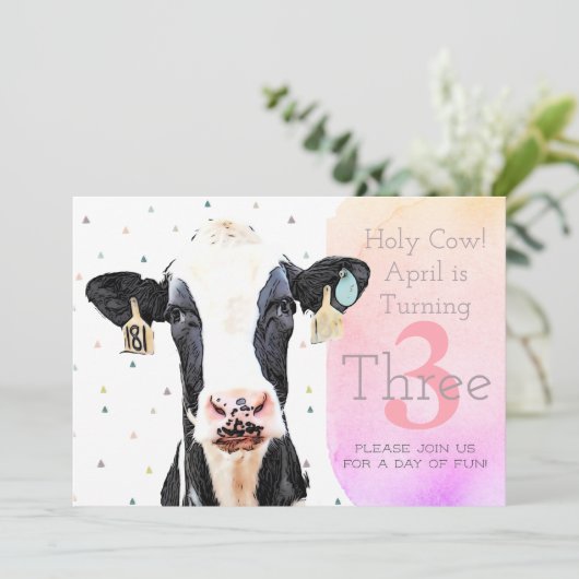 かわいい聖牛第三誕生日パタンファーム動物 招待状 (スタンド正面)
