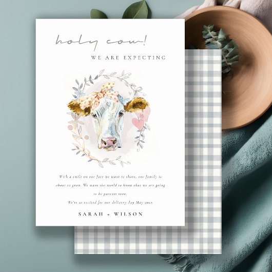 かわいい聖牛農場フローラ妊娠のお知らせ サンキューカード