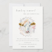 かわいい聖牛農場フローラ妊娠のお知らせ サンキューカード (正面)