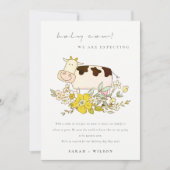 かわいい聖牛農場フローラ妊娠のお知らせ サンキューカード (正面)