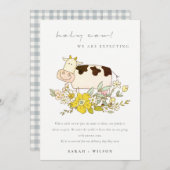 かわいい聖牛農場フローラ妊娠のお知らせ サンキューカード (正面/裏面)