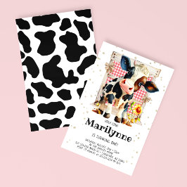 かわいい聖牛1歳の誕生日 招待状