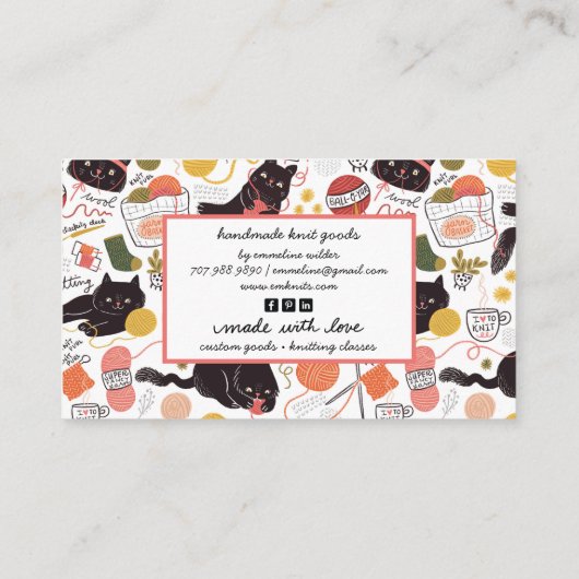 かわいい職人ニット商品と編み物指導 名刺 (裏面)