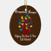 かわいい職業セラピスト手刷りツリー セラミックオーナメント (右)