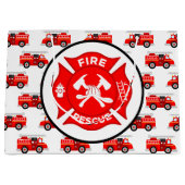 かわいい職業ファイアマンパーティー ラージペーパーバッグ (正面)