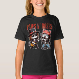 かわいい肉球とバラの面白い猫好きへのギフト Tシャツ