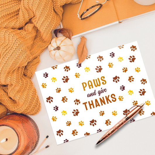 かわいい肉球と感謝の気持ちのカスタム印 サンキューカード