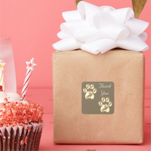 かわいい肉球のサンキュースクエアステッカー スクエアシール (パーティー)