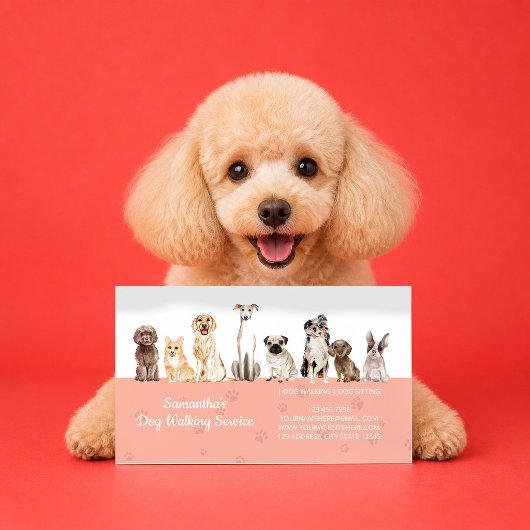 かわいい肉球の水彩画の犬 名刺