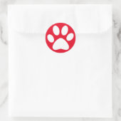 かわいい肉球プリント ペット 猫 犬 シンプル 白 赤 ラウンドシール (バッグ)