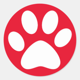 かわいい肉球ペット猫犬シンプル白赤 ラウンドシール