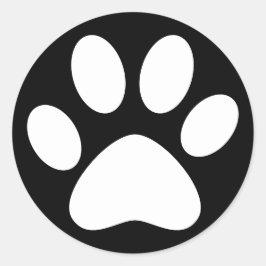 かわいい肉球ペット猫犬シンプル白黒 ラウンドシール