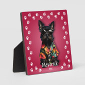 かわいい肉球ボーダーのシュナウザーちゃん フォトプラーク (正面)