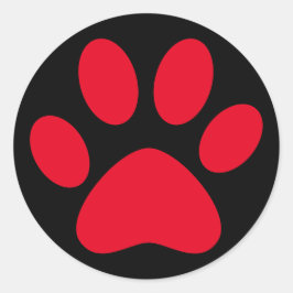かわいい肉球 ペット 猫 犬 シンプル 赤 黒 ラウンドシール