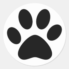 かわいい肉球 ペット 猫 犬 シンプル 黒 白 ラウンドシール